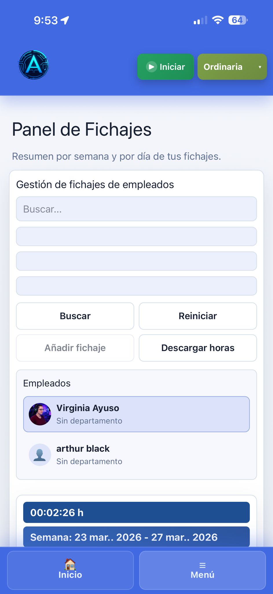 Fichaje y consulta desde cualquier lugar